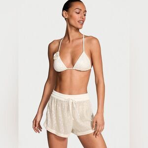 Victoria's Secret Swim Women's Cover-Up Shorts - Sequin Mesh Size Large